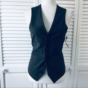 J. FERRAR Gray Silver V-Neck Slim Fit Vest Size XS